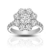 2.90 ct Round Cut Diamond Cluster Engagement Ring